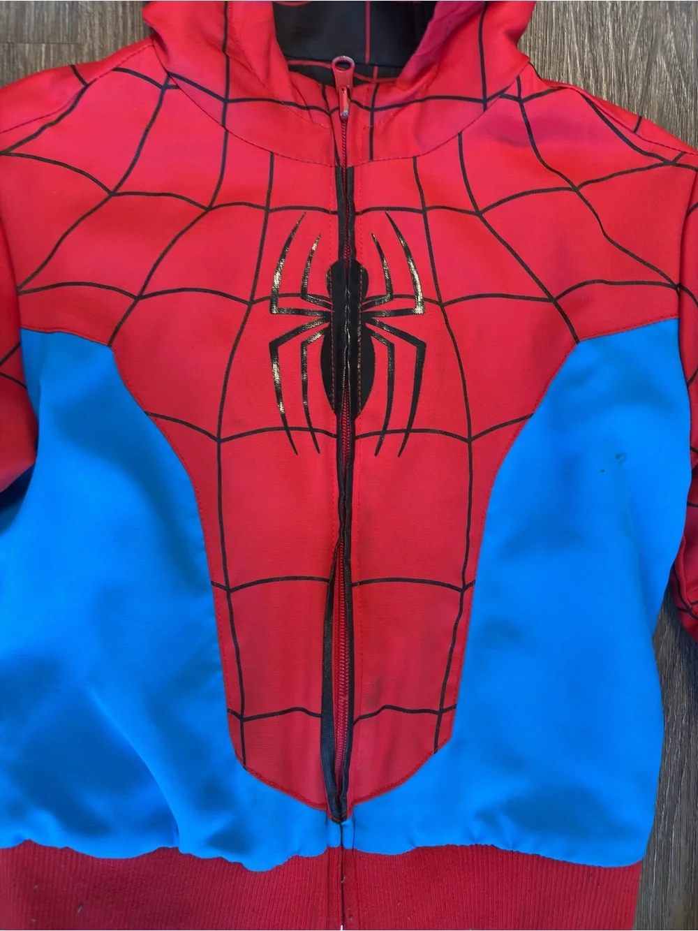 Kids Superhero Spider Hoodie Jacket I in Red and Bluer reversible
